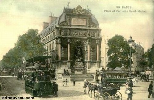 La place Saint-Michel, vers 1865